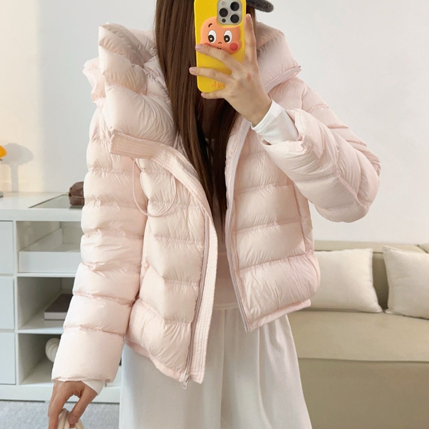 甜美可愛顯瘦花苞連帽羽絨外套-25675