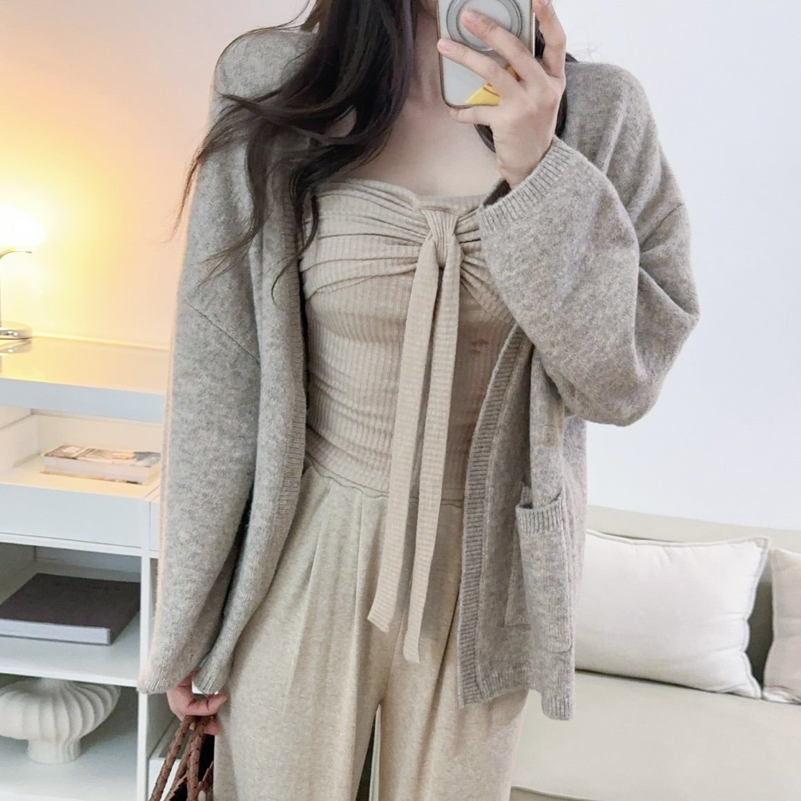 卡杏裹胸針織平口上衣-25666