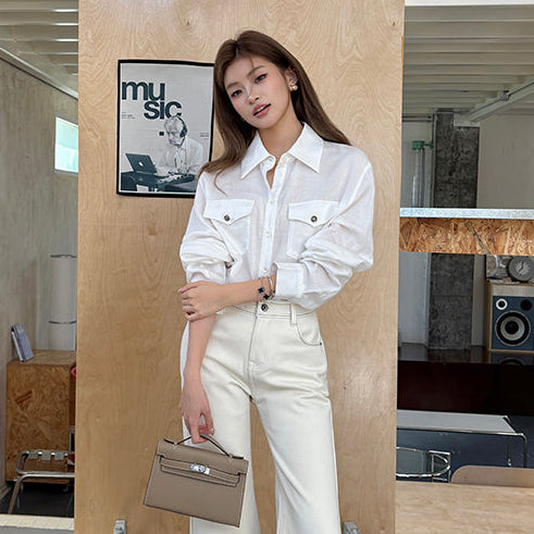 天絲口袋薄襯衫-25648