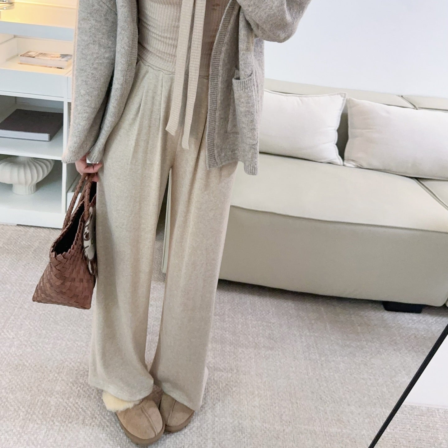 卡杏休閒鬆緊腰落地長褲-25667