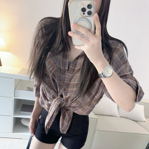 加州小子棕咖格紋襯衫-25614