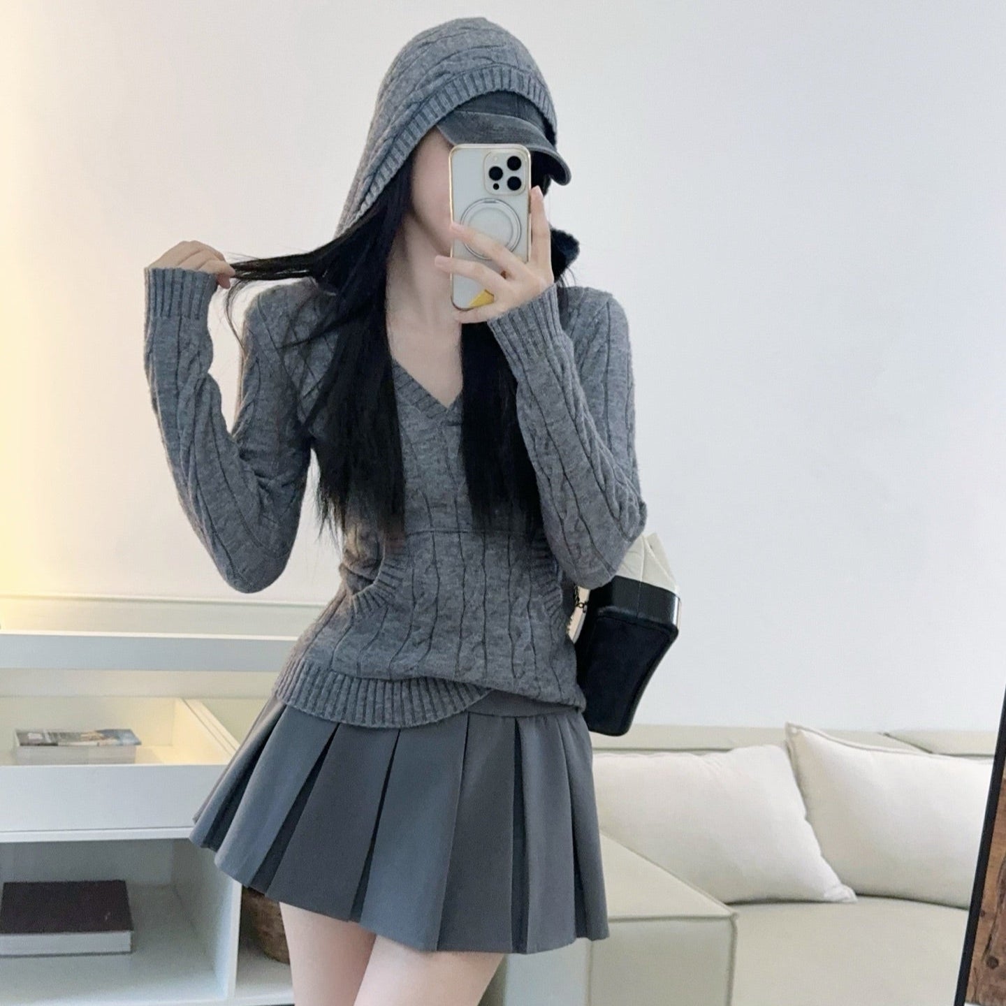 博爾蓋塞美術館學院寬褶短裙-25626