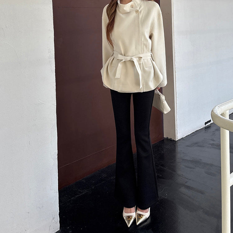 極限長腿百搭黑色顯瘦微喇褲-25638