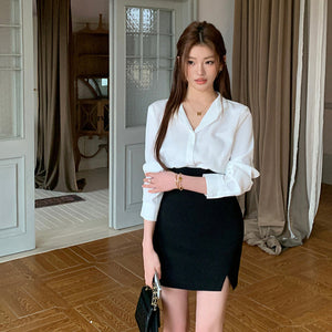 通勤V領襯衫-25570