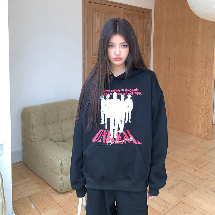 人像印花hiphop連帽衛衣-25657