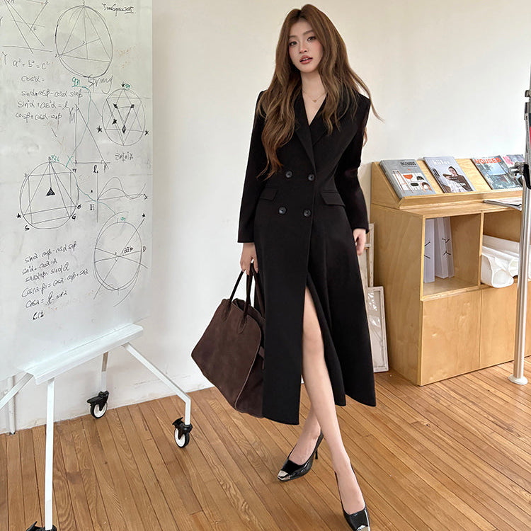 聯合國會議收腰長大衣-25632