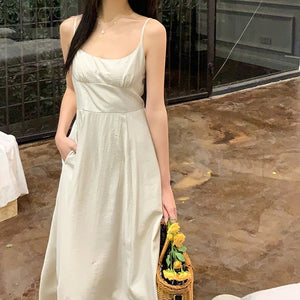卡薩布蘭加杏白優雅細肩長洋-23153