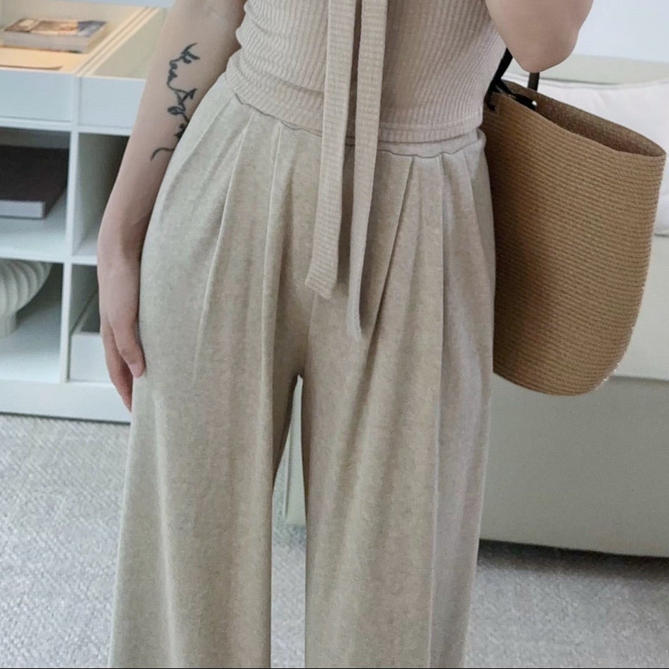 卡杏休閒鬆緊腰落地長褲-25667