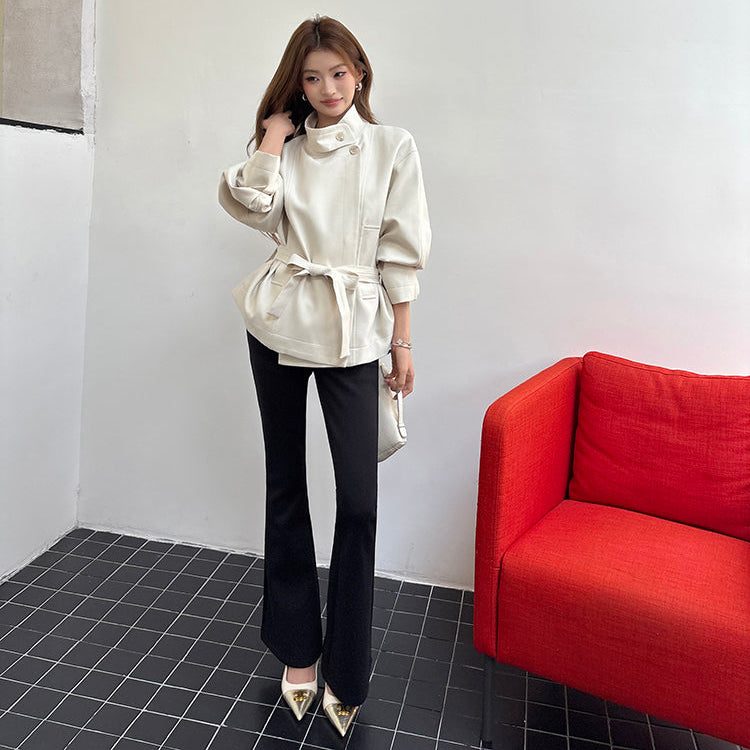 極限長腿百搭黑色顯瘦微喇褲-25638