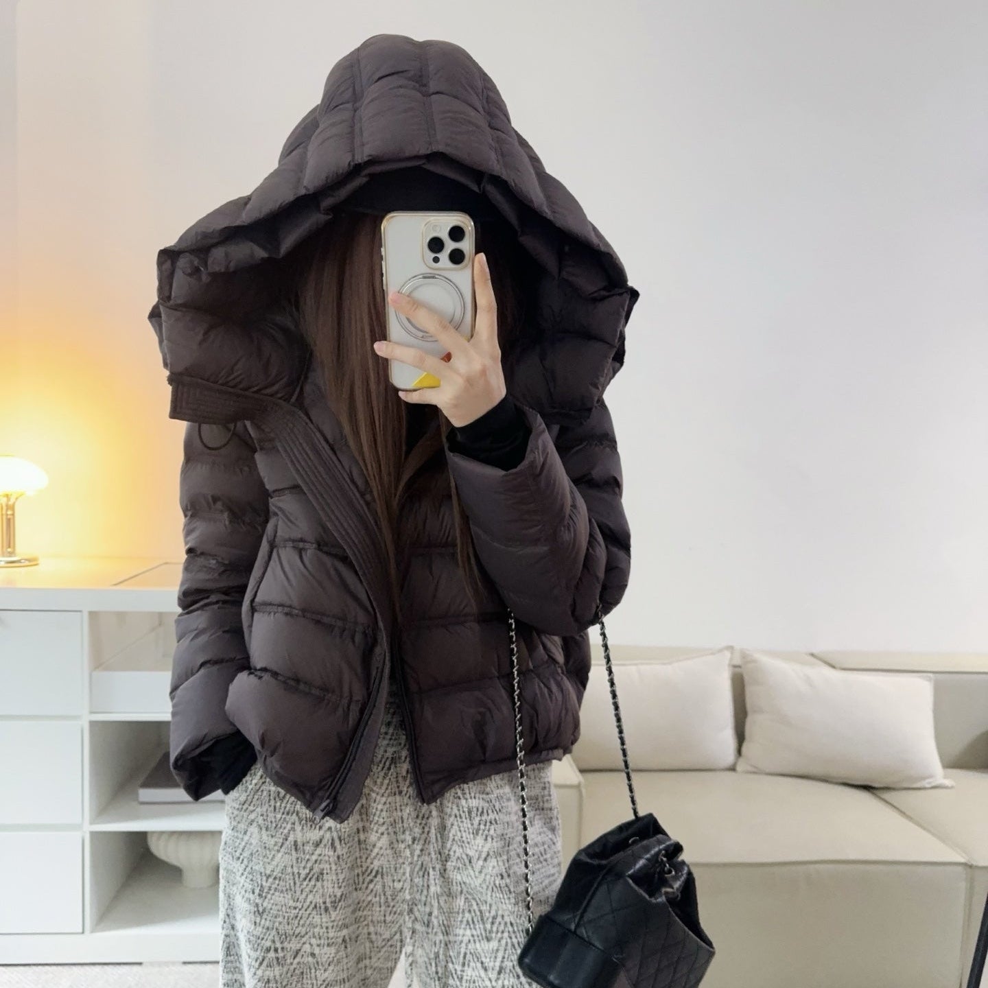 甜美可愛顯瘦花苞連帽羽絨外套-25675