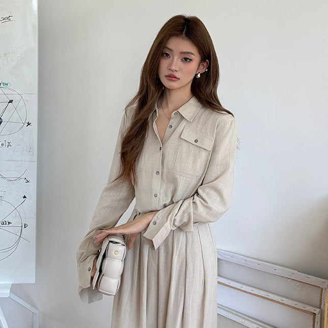 氣質亞麻口袋襯衫-25659