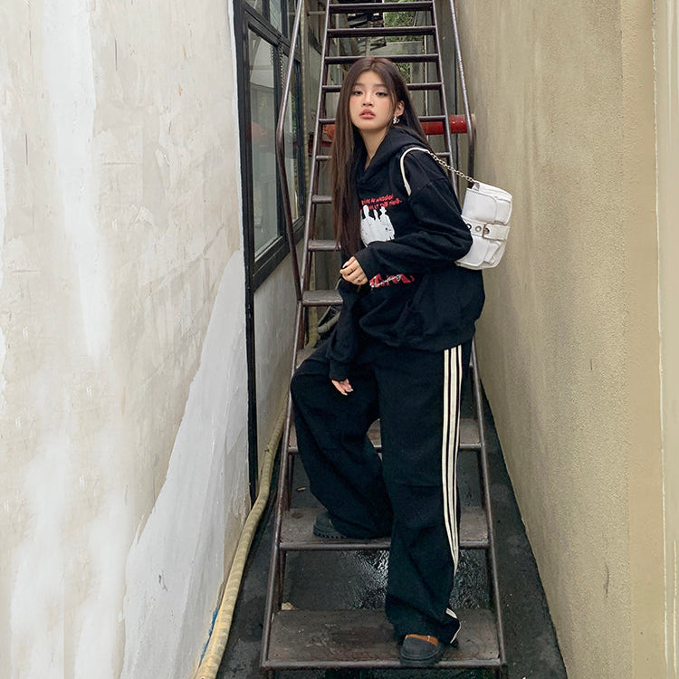 人像印花hiphop連帽衛衣-25657