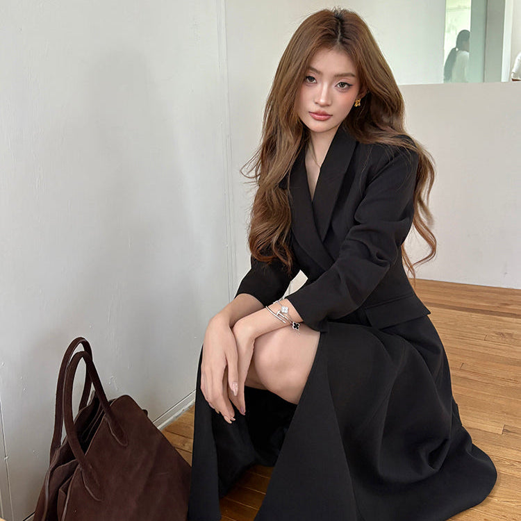 聯合國會議收腰長大衣-25632