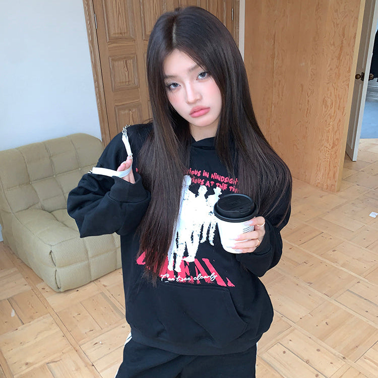 人像印花hiphop連帽衛衣-25657