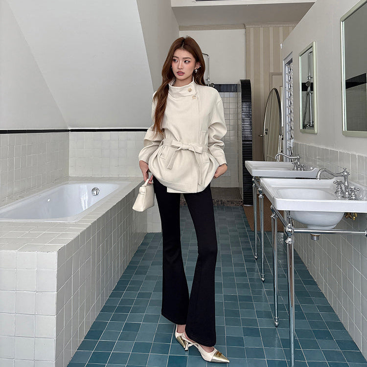 極限長腿百搭黑色顯瘦微喇褲-25638