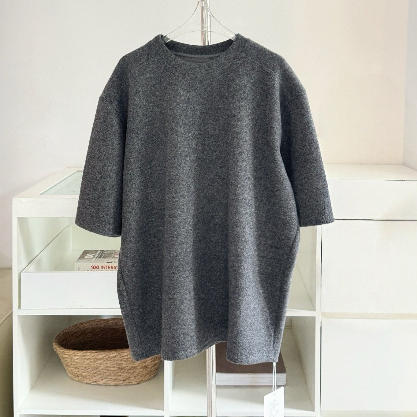 自留款深灰大廓形加厚中長版上衣-25671