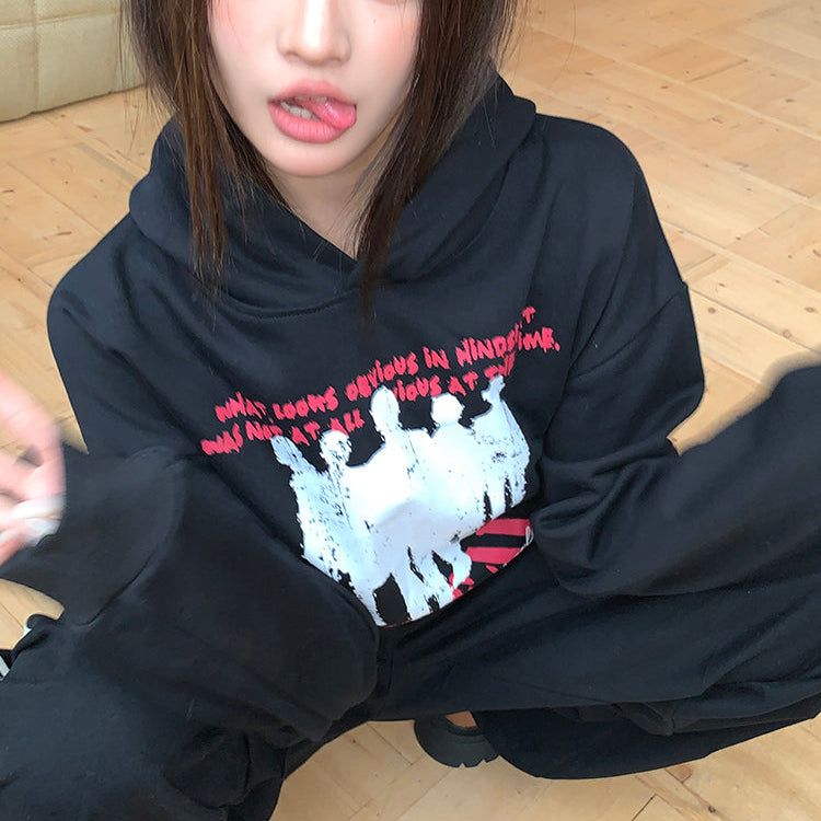 人像印花hiphop連帽衛衣-25657