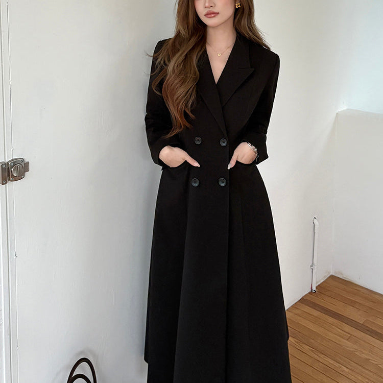 聯合國會議收腰長大衣-25632