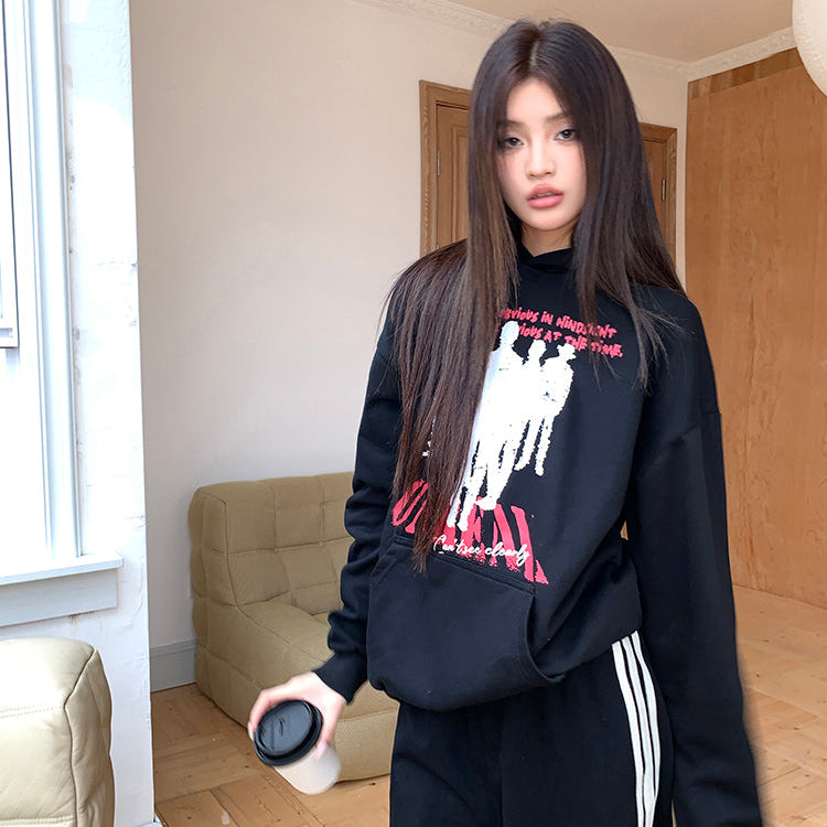 人像印花hiphop連帽衛衣-25657