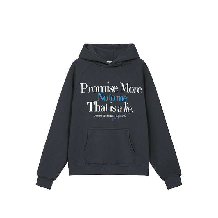 Promise Me深灰加絨連帽衛衣-25633