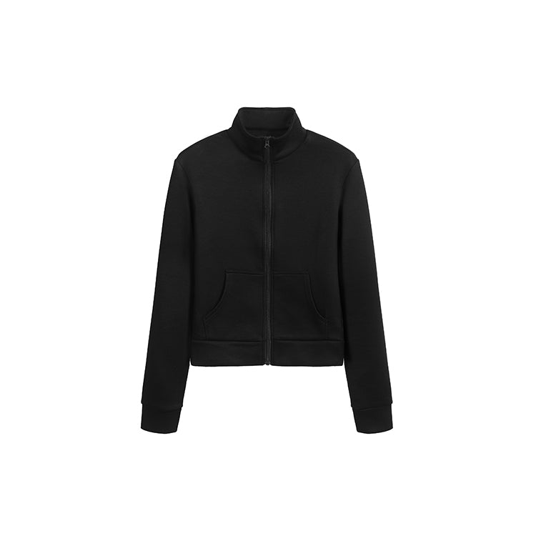 秘密同盟黑色立領修身外套寬褲兩件套-25636