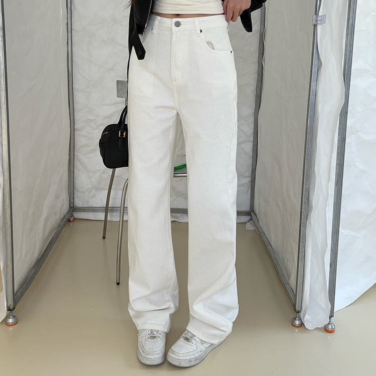 盧米埃寬鬆直筒白色牛仔褲-25683