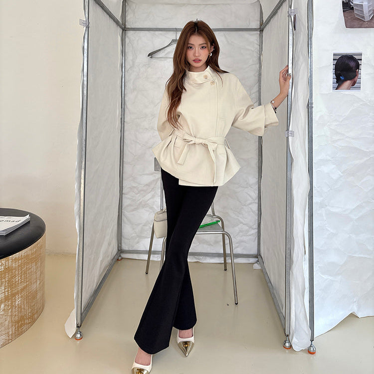 極限長腿百搭黑色顯瘦微喇褲-25638