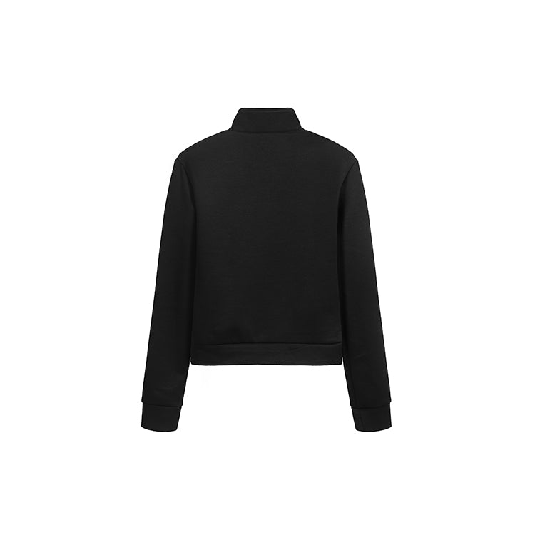 秘密同盟黑色立領修身外套寬褲兩件套-25636