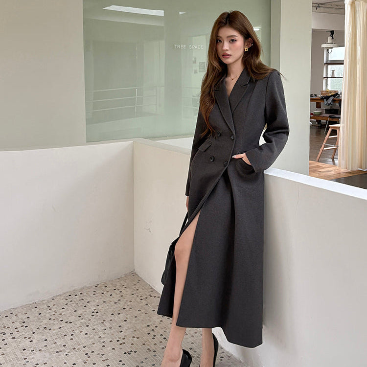 聯合國會議收腰長大衣-25632