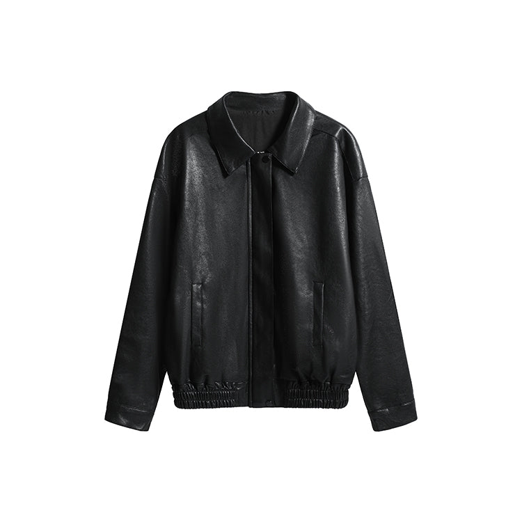 一世風流黑色重工皮衣夾克-25635