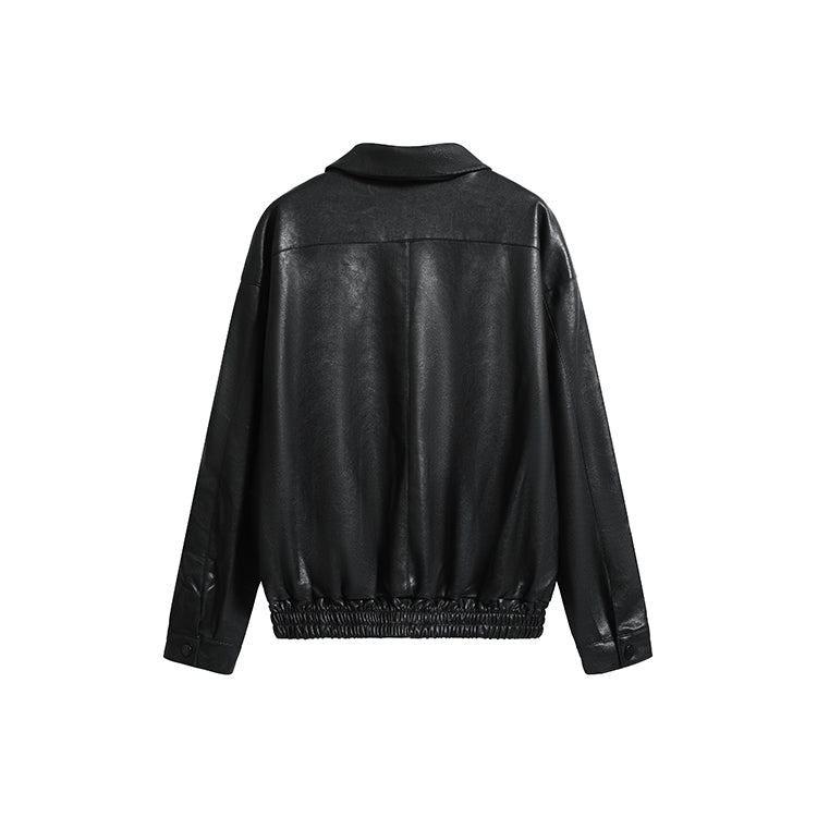 一世風流黑色重工皮衣夾克-25635