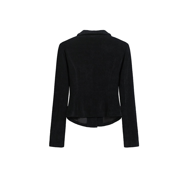 黑色小香風金扣收腰修身西外-25643