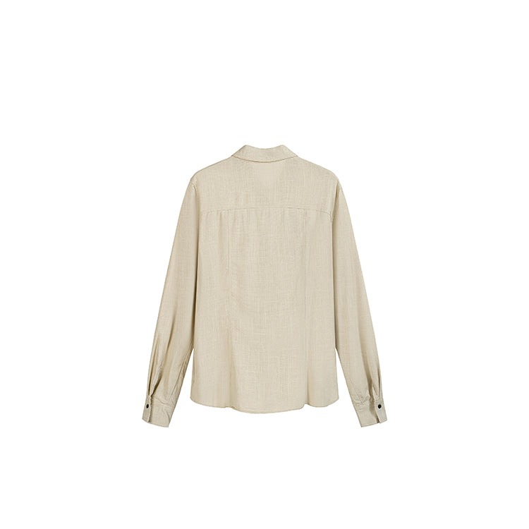 氣質亞麻口袋襯衫-25659
