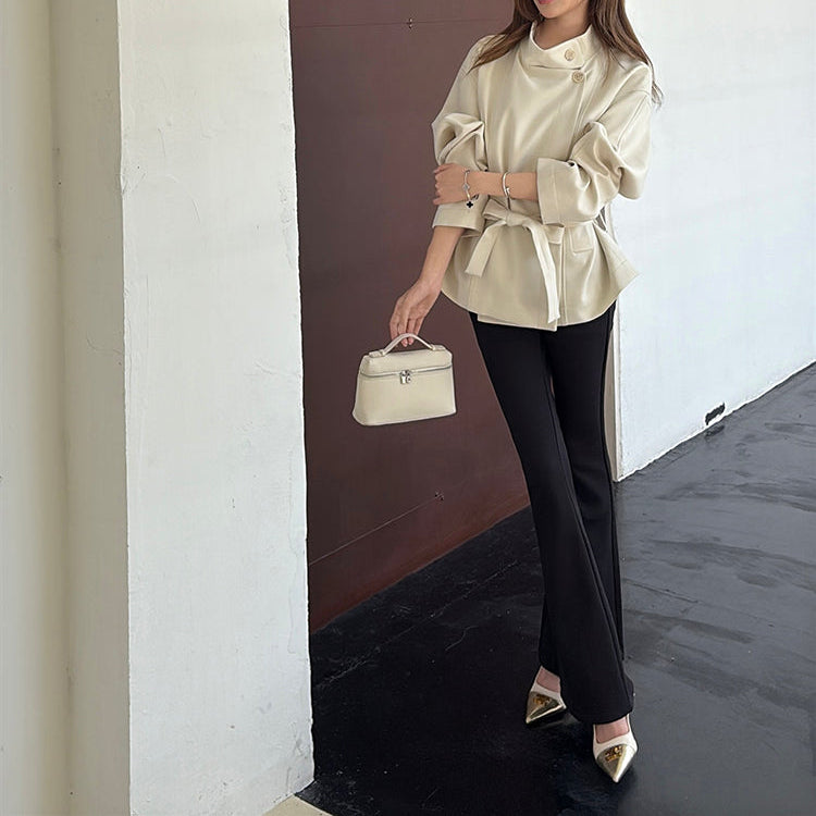 極限長腿百搭黑色顯瘦微喇褲-25638