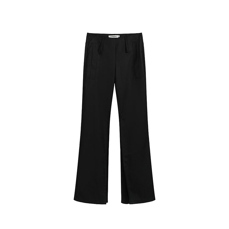 黑色顯瘦直筒微喇西褲-25662