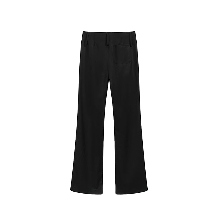 黑色顯瘦直筒微喇西褲-25662