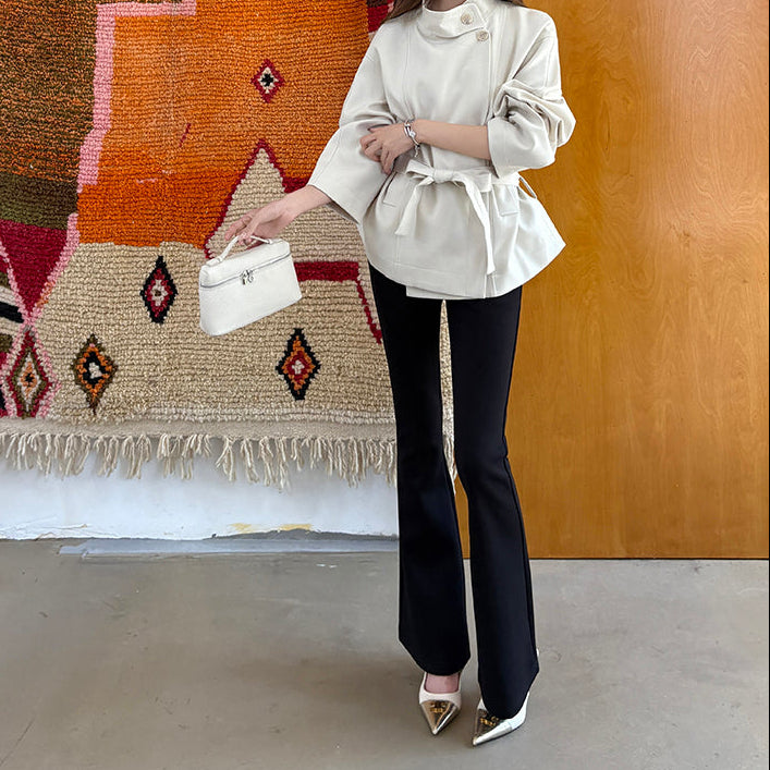 極限長腿百搭黑色顯瘦微喇褲-25638