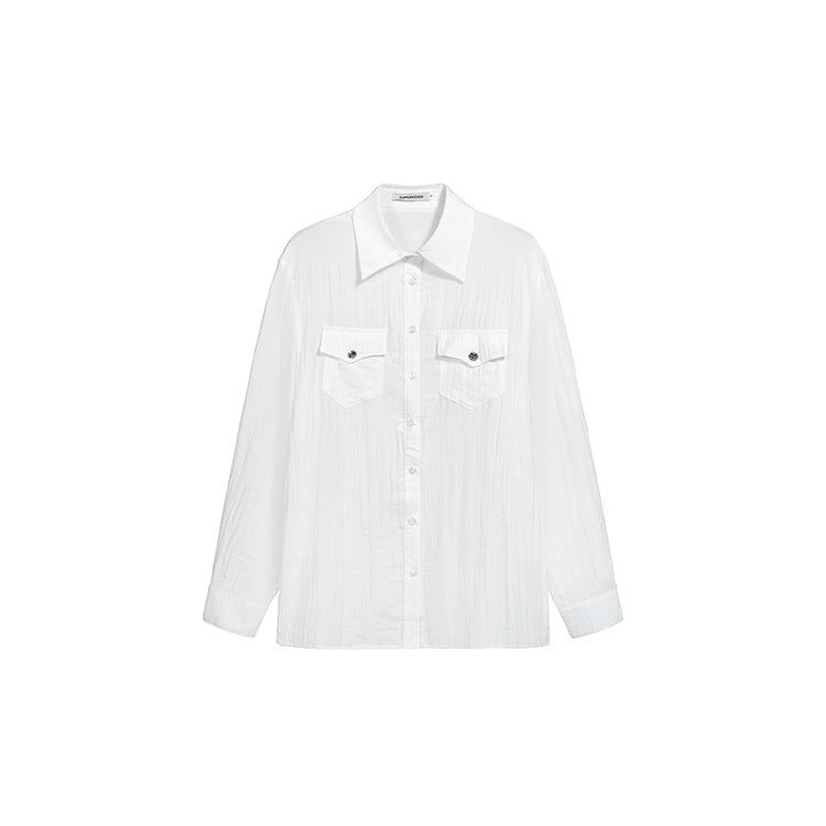 天絲口袋薄襯衫-25648