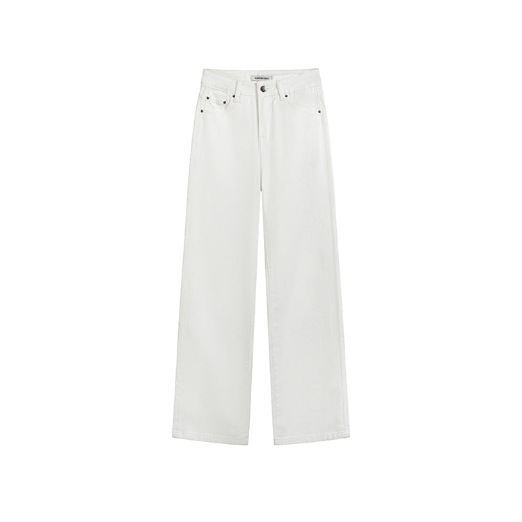 盧米埃寬鬆直筒白色牛仔褲-25683
