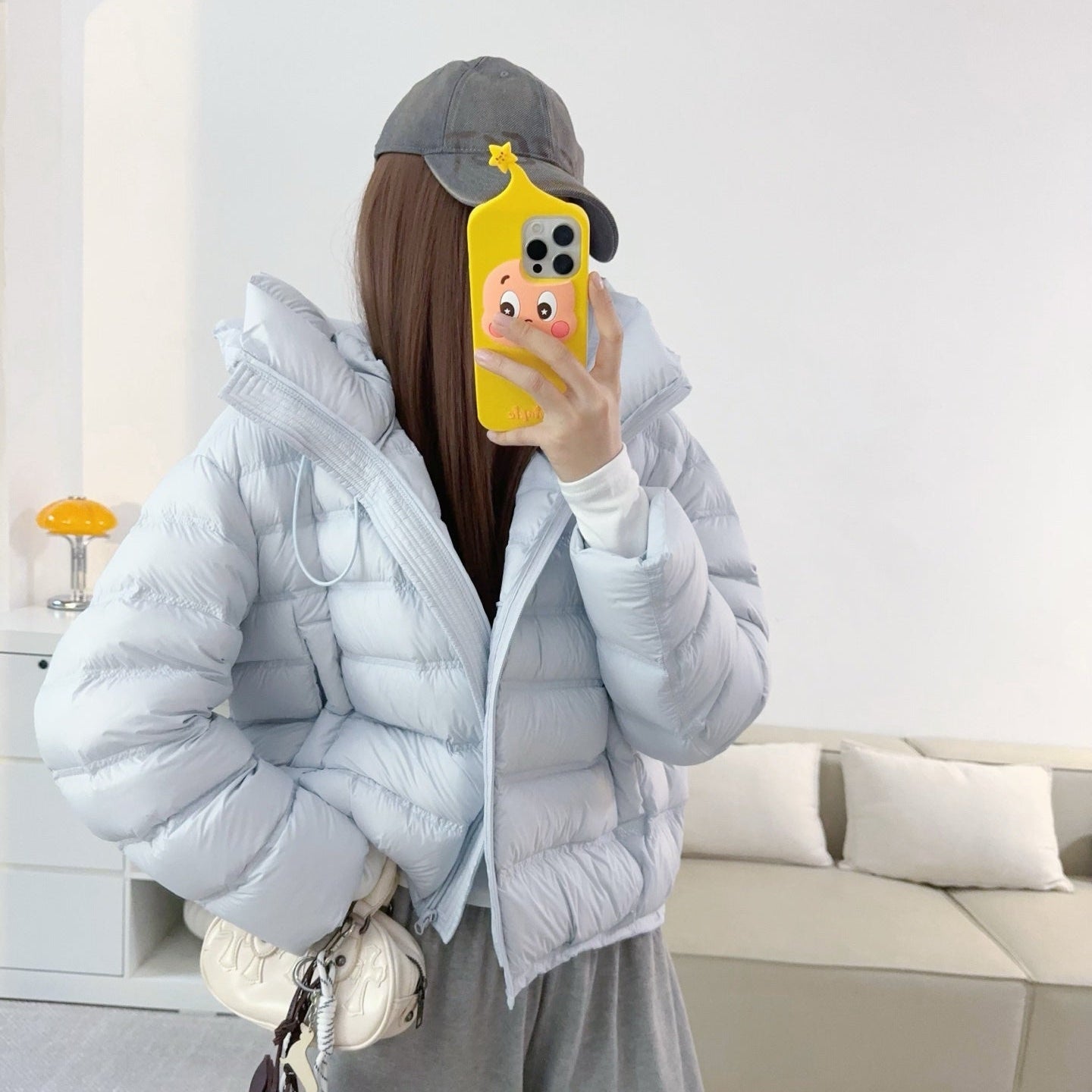 甜美可愛顯瘦花苞連帽羽絨外套-25675