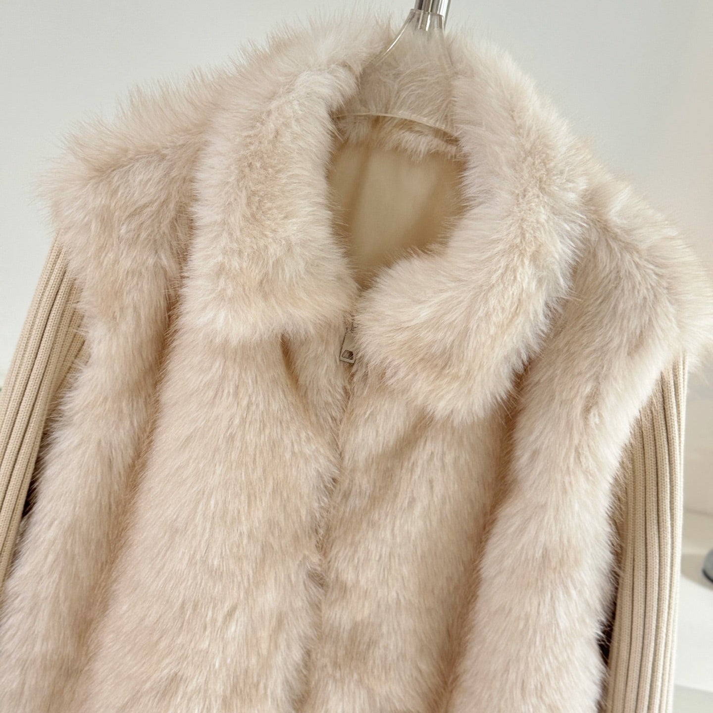 保暖禦寒顯瘦毛毛拼接針織外套-25678