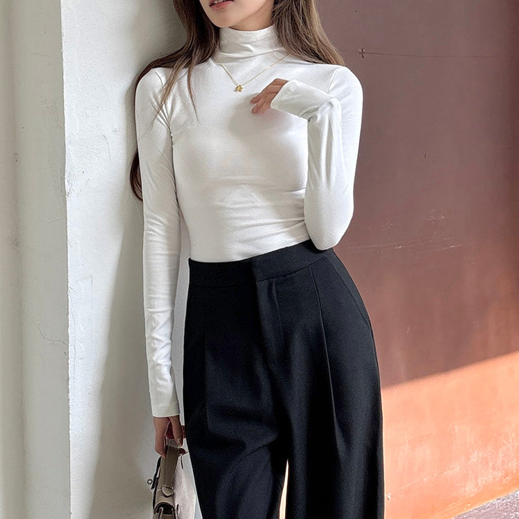 咖色高腰寬鬆落地西裝褲-25649