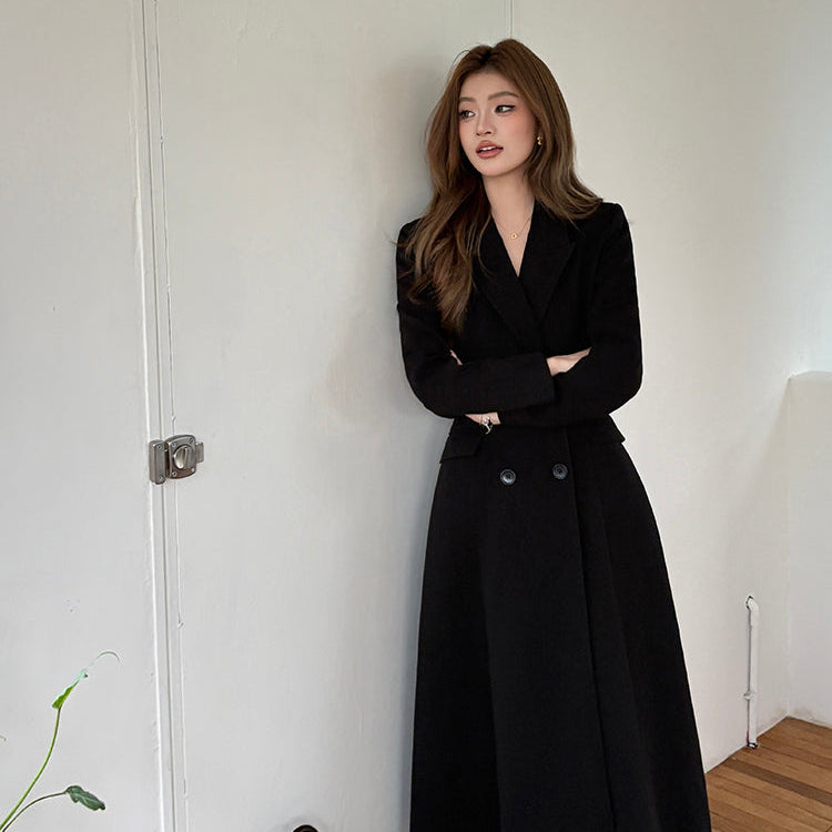 聯合國會議收腰長大衣-25632