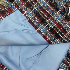 Galahad藍紅編織抽鬚格紋銀釦馬甲背心-23610