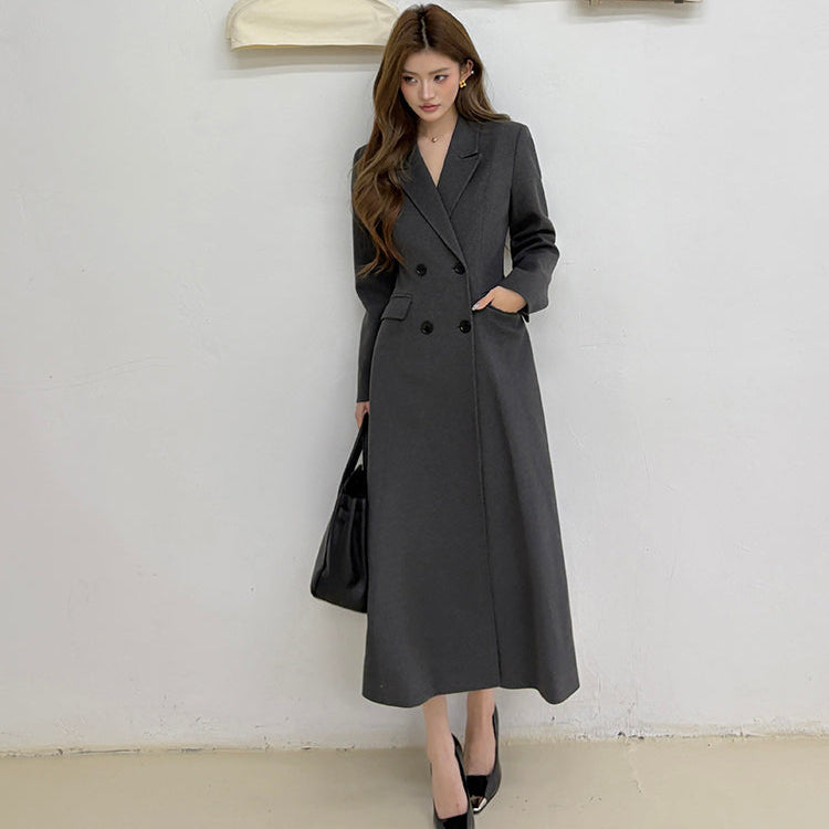 聯合國會議收腰長大衣-25632