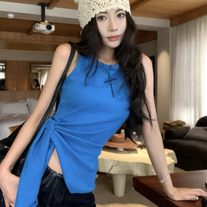 時髦辣妹顯瘦收腰綁帶背心-25486