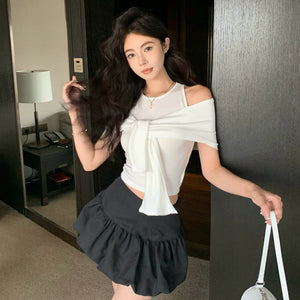 貴氣休閒綁帶裹肩背心上衣-25467