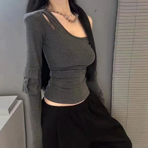 性感修身斜肩上衣-25553