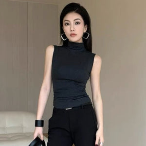 簡約半高領背心-25555