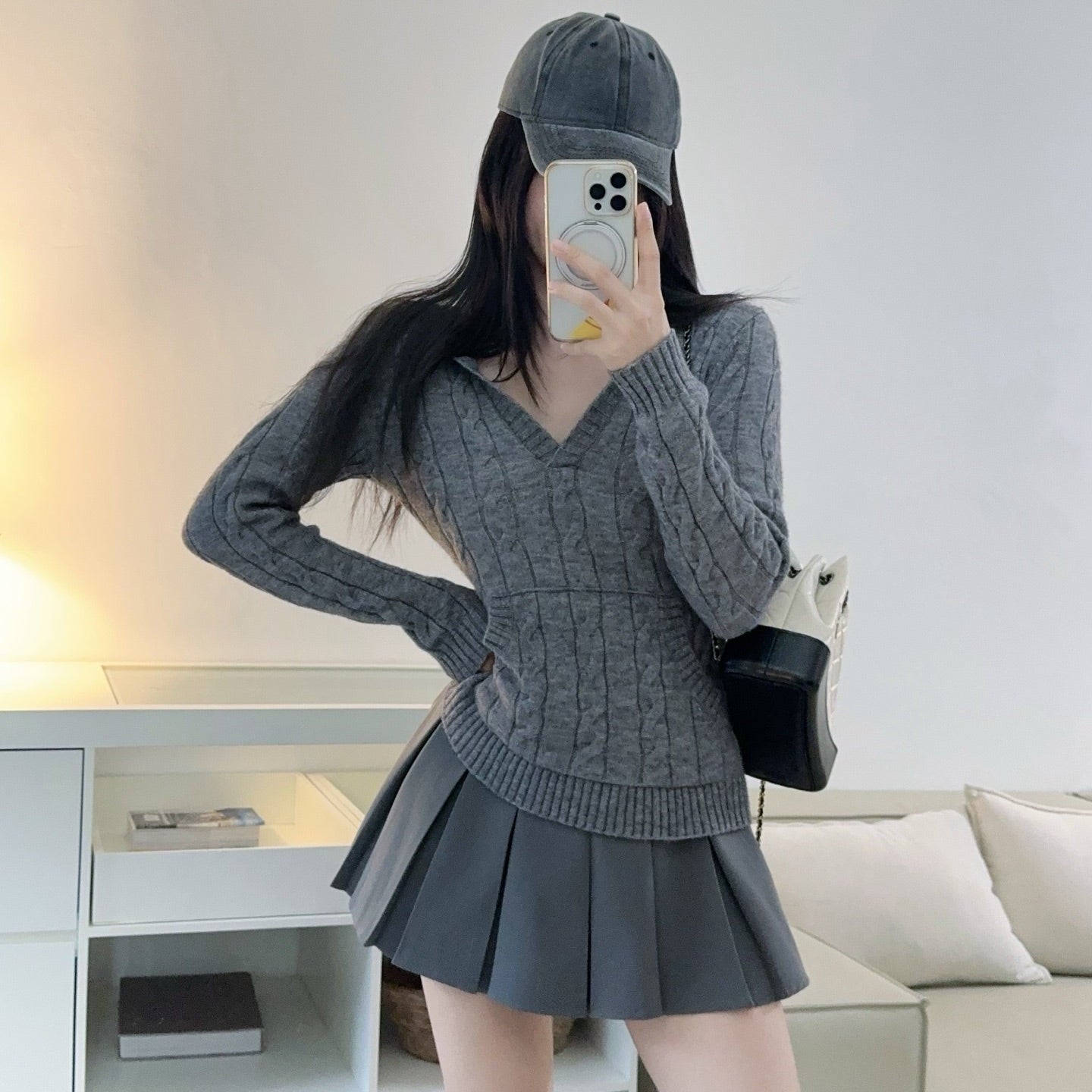 博爾蓋塞美術館學院寬褶短裙-25626